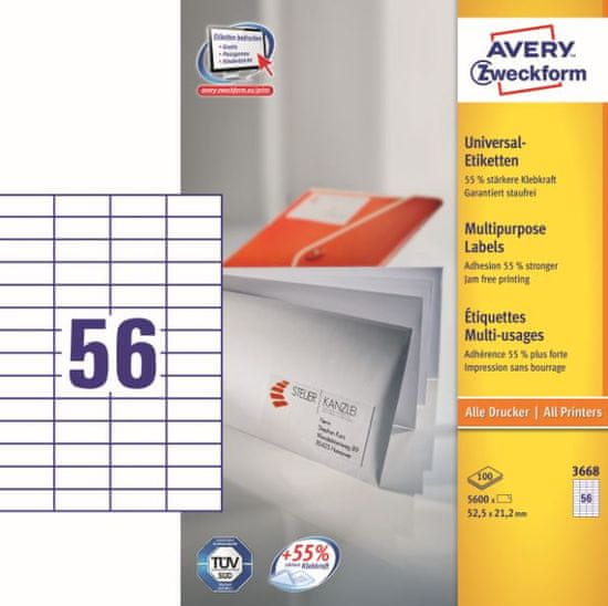 Avery Zweckform etikete 3668, 52,5x21,2 mm