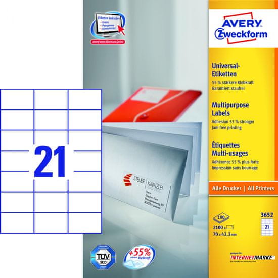 Avery Zweckform etikete 3652, 70x42,3 mm, bele