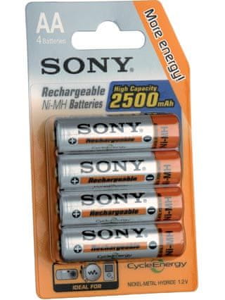 Sony polnilne baterije AA, 4 kos, 2500 mAh