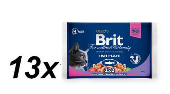 Brit vrečke Premium Cat Fish Plate, losos in postrv, 13x (4x100g)