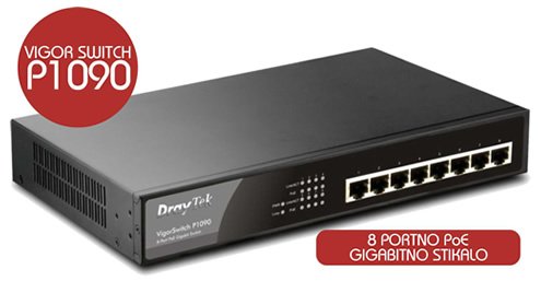 DrayTek Switch stikalo Vigor (P1090) 8 port Giga PoE