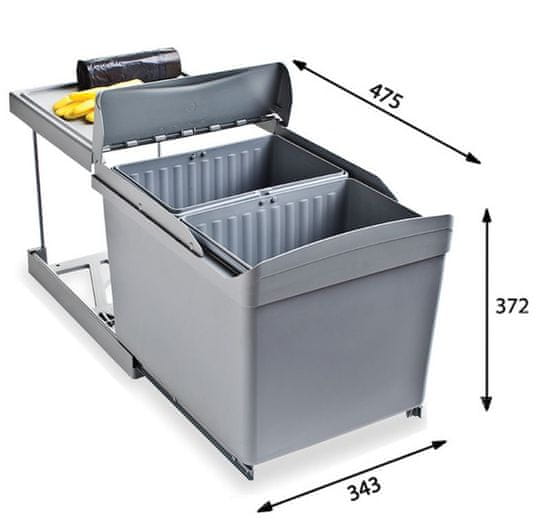 Alveus sistem za ločeno zbiranje odpadkov Albio 30, 2 x 16 l