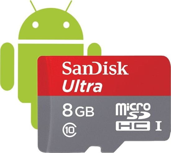 SanDisk pomnilniška kartica microSDHC Ultra 8GB C10 UHS-1 + adapter