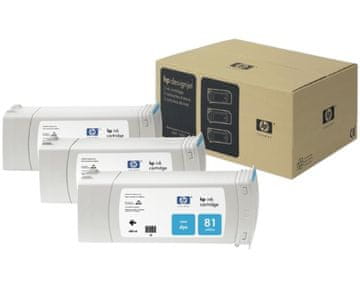 HP komplet kartuš 81 (C5067A), 3x680 ml, Cyan