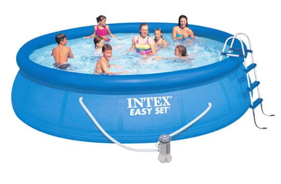 Intex bazen Easy Set, 457 × 107 cm, s kartušno črpalko, lestev, podloga, prevleka (28166)