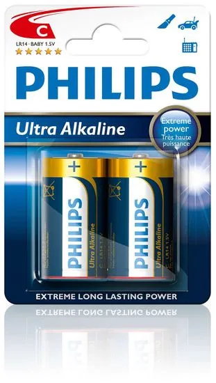 Philips baterije Ultra Alkaline C, 2 kosa (LR14)
