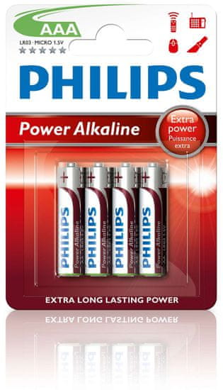 Philips baterije Power Alkaline Blister AAA, 4 kosi