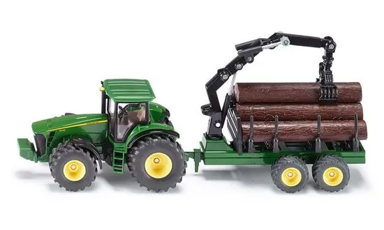 SIKU Farmer: traktor John Deere z lesenim tovorom, 1:50