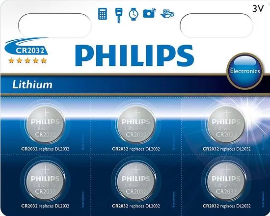 Philips baterija CR2032, 3 V, 6 kos
