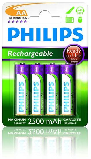 Philips polnilne baterije R6B4RTU25 AA 2500 mAh NiMH, 4 kom