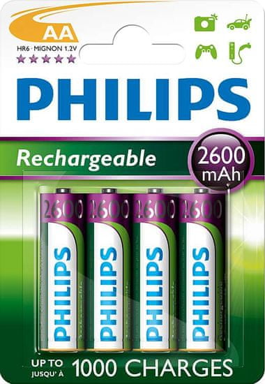 Philips polnilna baterija AA HR06, 4 kosi, blister