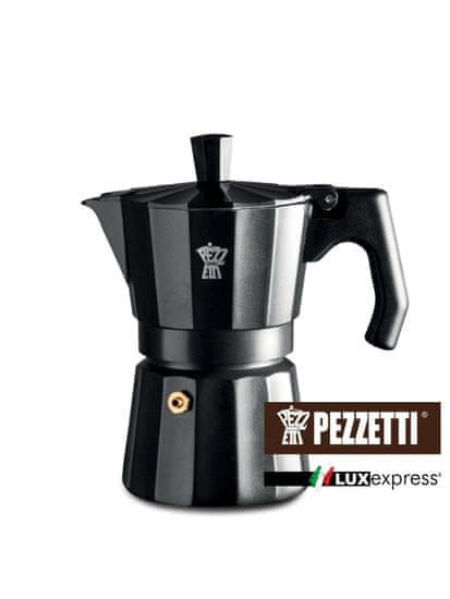 Pezzetti Luxexpress črna kafetiera, črna skodelica, 150 ml