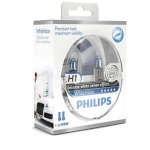 Philips žarnica Halogen H1 12V + W5W White Vision (Xenon efekt)