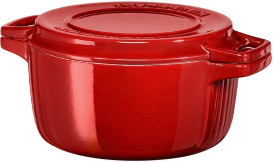KitchenAid KB KCPI40CRER posoda s pokrovom, 24 cm, rdeča