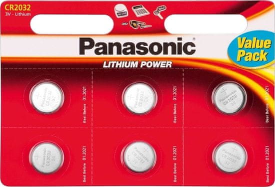 Panasonic Baterije Panasonic Lithium CR2032, 6 kos