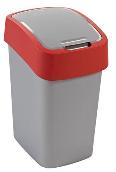 Curver Koš za smeti Pacific Flip bin 25 l, rdeče-srebrn - odprta embalaža