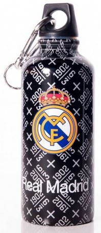 FC Real Madrid plastenka, črno-bela, z grbom, 400 ml