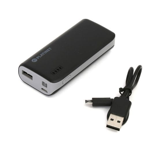 Platinet prenosna baterija Powerbank PMPB44BB, 4.400mAh, črno/siva
