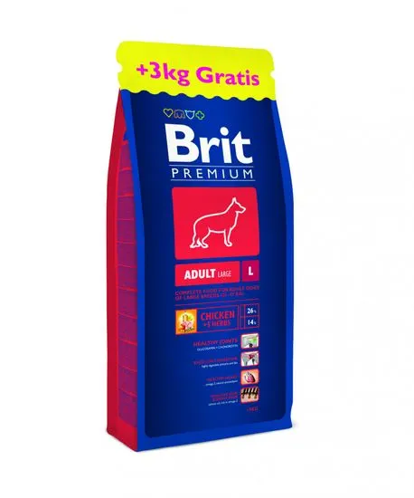 Brit hrana za pse Premium Adult L, 15 + 3 kg gratis
