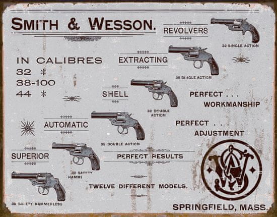 Postershop okrasna tabla Smith & Wesson (revolverji) 40 x 30 cm