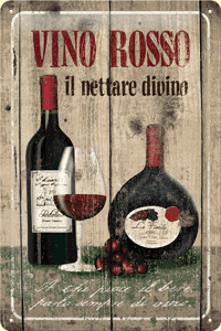 Postershop okrasna tabla Vino Rosso 20 x 30 cm