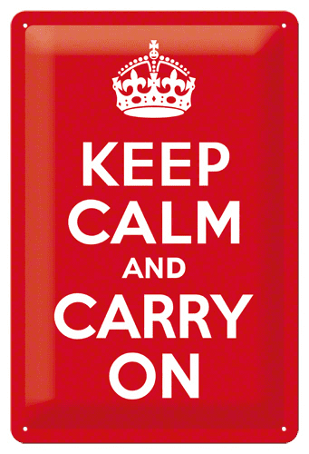 Postershop okrasna tabla Keep Calm and Carry On 20 x 30 cm