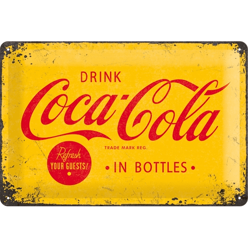 Postershop okrasna tabla Coca-Cola (rumena) 20 x 30 cm