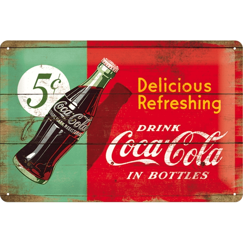 Postershop okrasna tabla Coca-Cola (dvobarvna) 20 x 30 cm