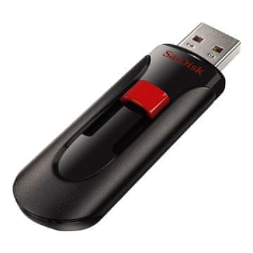 SanDisk USB ključ Cruzer Glide USB 2.0, 128 GB, črnordeč