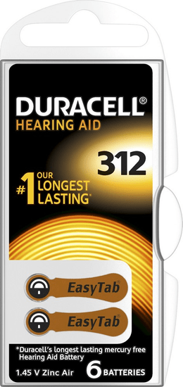 Duracell Hearing Aid baterije za slušni aparat, 312, 6 kosov