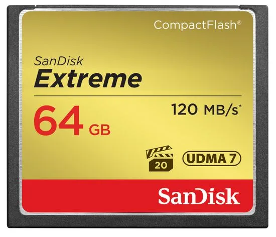 SanDisk spominska kartica Compact Flash Extreme CF, 64 GB (120 MB/s)