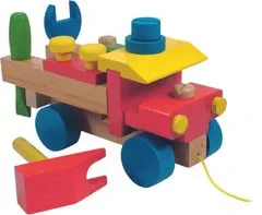 Woody kamion za sestavljanje, barvni, leseni, 17 kosov (šk.90101)