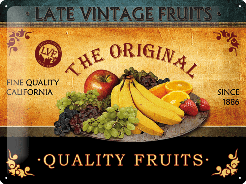 Postershop okrasna tabla Quality Fruits 30 x 40 cm