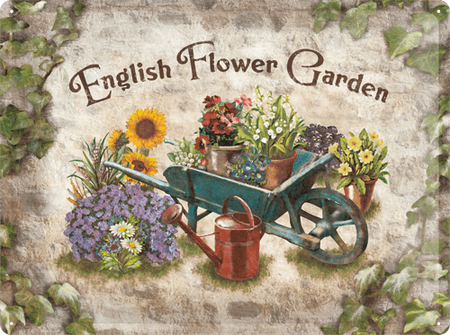 Postershop okrasna tabla English Flower Garden 30 x 40 cm
