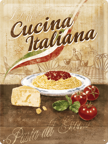 Postershop okrasna tabla Cucina Italiana 30 x 40 cm