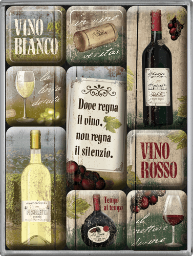 Postershop set magnetov Vino Rosso & Bianco, 9 kos