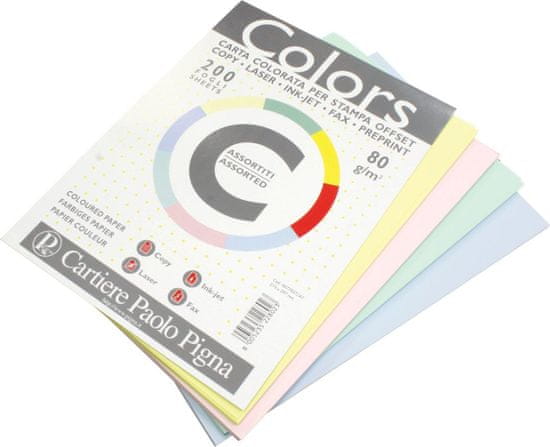 Pigna pisarniški papir A4, mix pastelnih barv, 200 listov