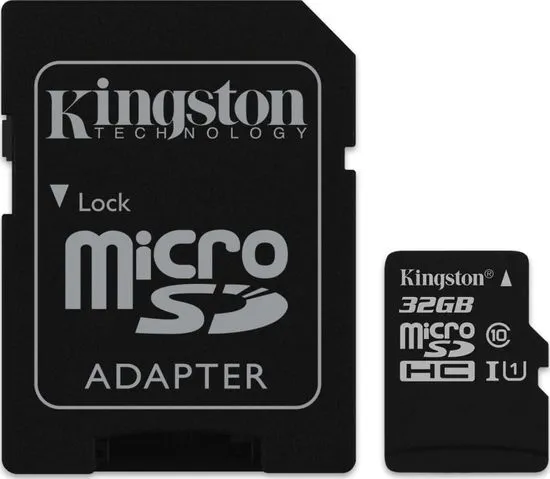 Kingston microSDHC spominska kartica 32 GB C10 UHS-I + adapter (SDC10G2/32GB)