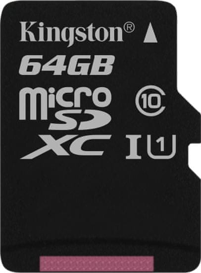 Kingston spominska kartica microSDXC 64GB Class 10 UHS-I (SDC10G2/64GBSP)