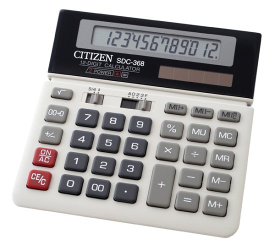 Citizen kalkulator SDC-368, črno-bel