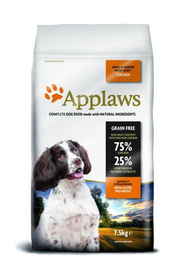 Applaws hrana za odrasle pse majhnih in srednih pasem, piščanec, 7,5 kg