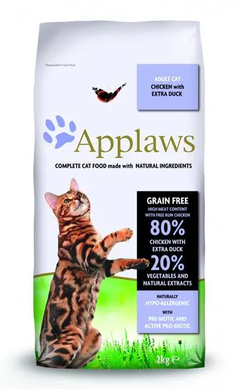Applaws hrana za odrasle mačke, piščanec in raca, 2 kg