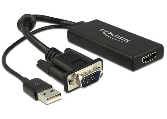 Delock adapter VGA M HD15 - HDMI Ž - Aktivni 25 cm - Odprta embalaža