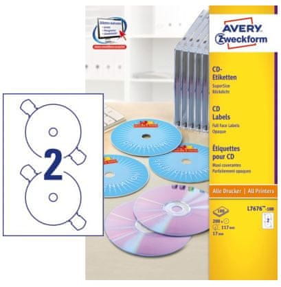 Avery Zweckform Etikete Zweckform L7676-100 za označevanje CD/DVD medijev, bele