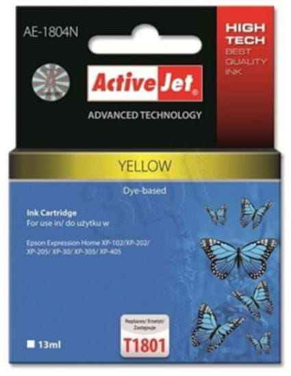 ActiveJet kompatibilna kartuša za Epson T1804, rumenakompatibilna kartuša za Epson T1804, rumena
