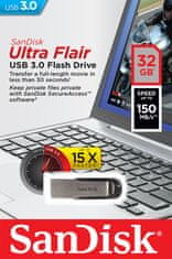 SanDisk Ultra Flair USB ključ, 32 GB, USB 3.0
