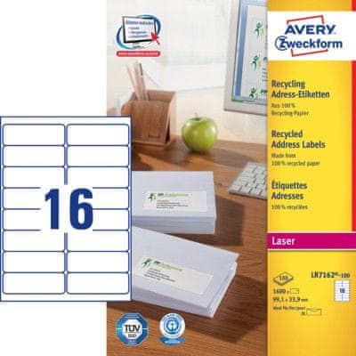 Avery Zweckform etikete LR7162-100, 99,1 x 33,9 mm, reciklirane