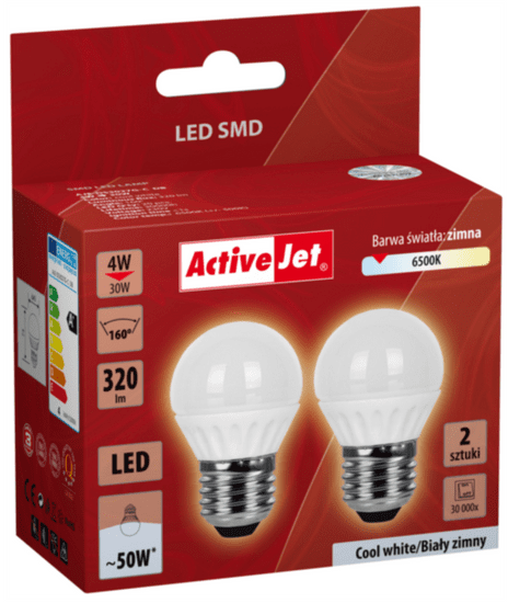 ActiveJet LED sijalka, 4 W, E27, hladna svetloba