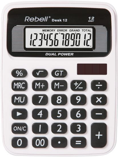 Rebell kalkulator Desk 12, belo-črn