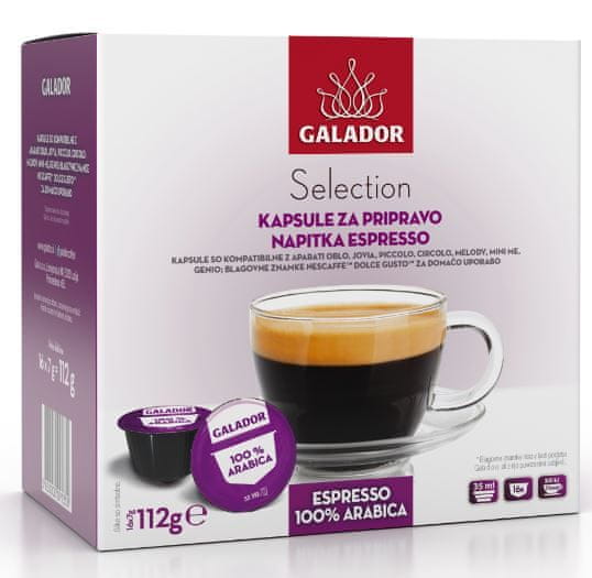 Galador kompatibilne kavne kapsule Espresso Arabica, trojno pakiranje